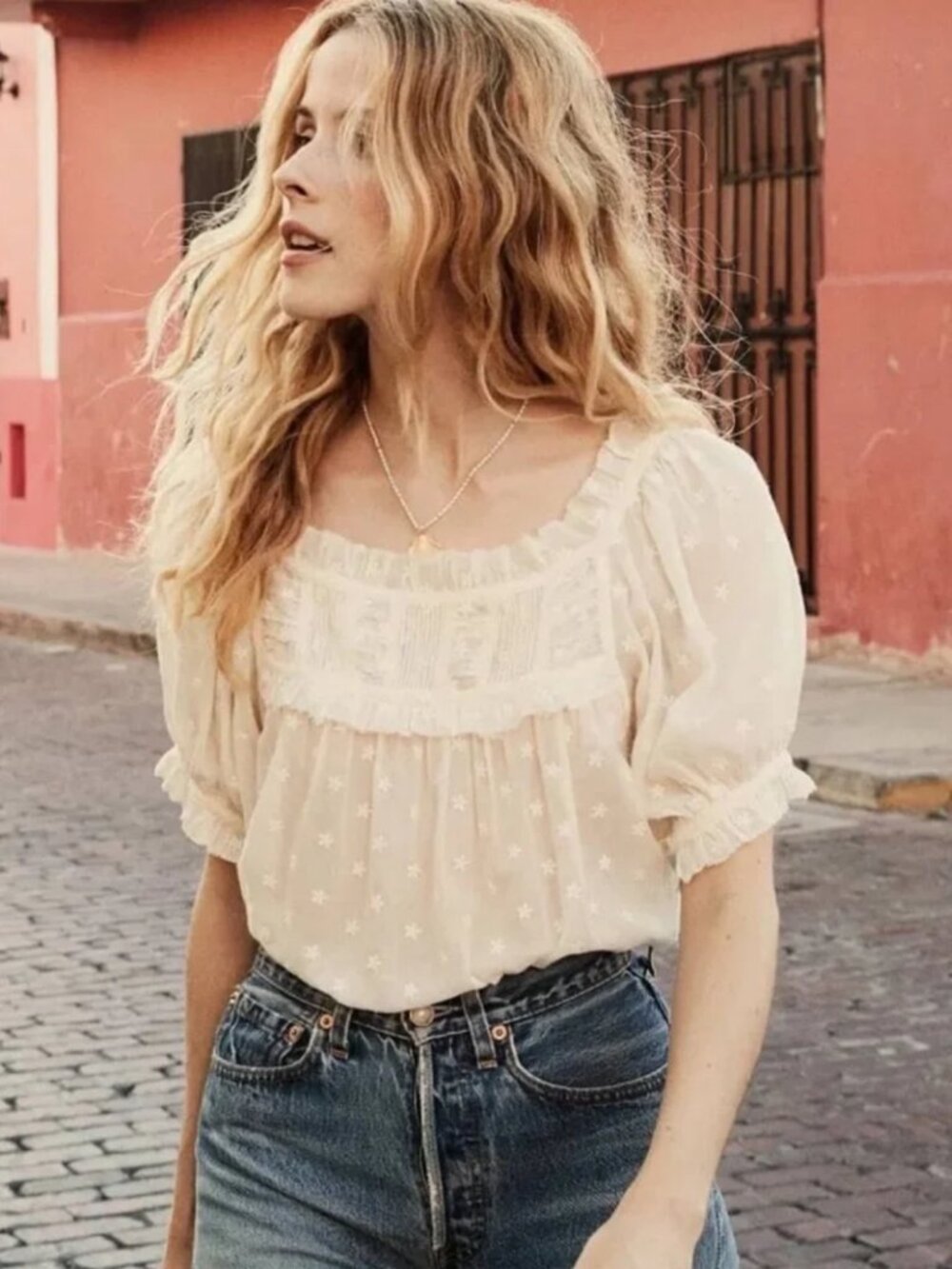 NWOT Doen Frances Top Salt Embroidery